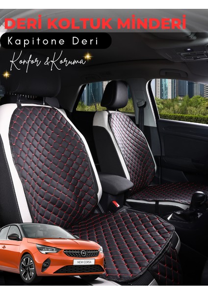 Opel Corsa E Uyumlu 2'li Deri Koltuk Minderi | Terletmez | Universal | Oto Aksesuar | A1