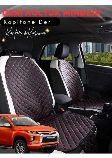 Mitsubishi L200 Uyumlu 2'li Deri Koltuk Minderi | Terletmez | Universal | Su Geçirmez | C1