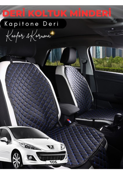 Peugeot 207 Uyumlu 2'li Deri Koltuk Minderi | Terletmez | Universal | Su Geçirmez | A2