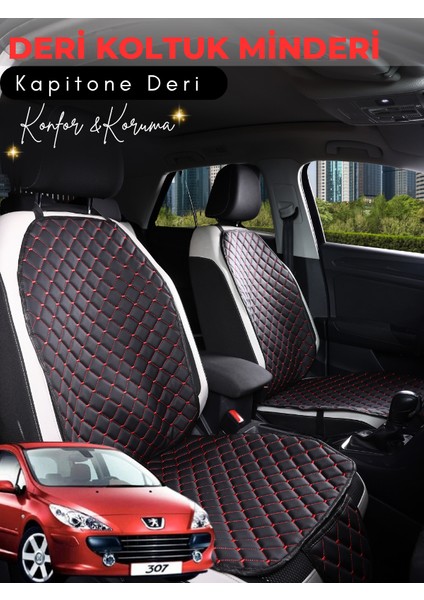 Peugeot 307 Uyumlu 2'li Deri Koltuk Minderi | Terletmez | Universal | Oto Aksesuar | A1