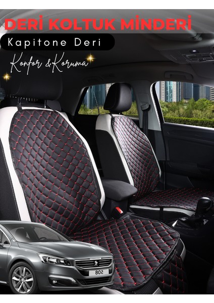 Peugeot 508 Uyumlu 2'li Deri Koltuk Minderi | Terletmez | Universal | Tam Koruma | C1