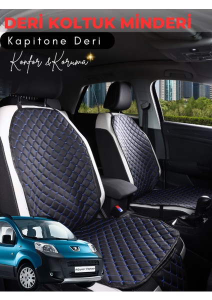 Peugeot Bipper Uyumlu 2'li Deri Koltuk Minderi | Universal | Hızlı Montaj | Su Geçirmez | A2