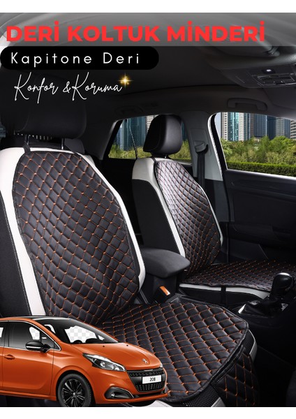 Peugeot 208 Uyumlu 2'li Deri Koltuk Minderi | Terletmez | Universal | Oto Koltuk Kılıfı | A5