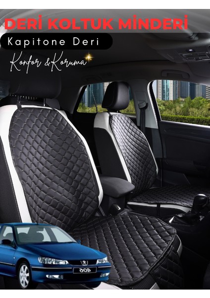 Peugeot 406 Uyumlu 2'li Deri Koltuk Minderi | Universal | Hızlı Montaj | Su Geçirmez | A4