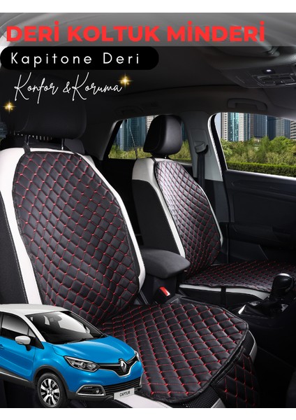 Renault Captur Uyumlu 2'li Deri Koltuk Minderi | Universal | Hızlı Montaj | Su Geçirmez | A1