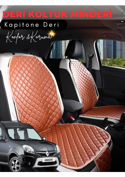 Renault Kangoo 2 Uyumlu 2'li Deri Koltuk Minderi | Terletmez | Universal | Su Geçirmez | A6