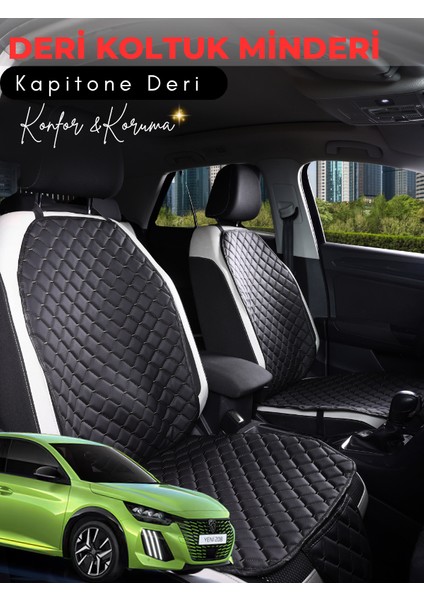 Peugeot 208 Uyumlu 2'li Deri Koltuk Minderi | Terletmez | Universal | Tam Koruma | B4