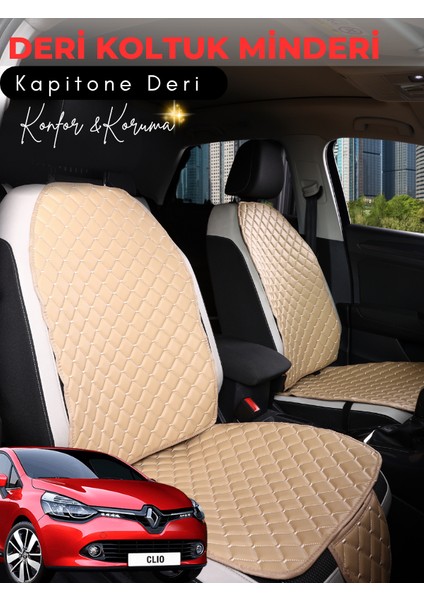 Renault Clio 4 Uyumlu 2'li Deri Koltuk Minderi | Terletmez | Universal | Tam Koruma | A7