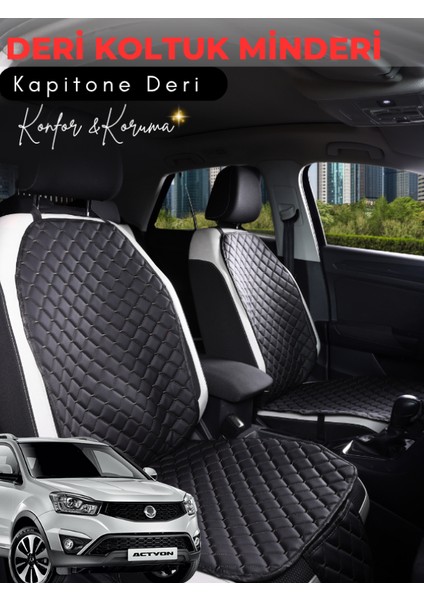 Ssangyong Actyon Uyumlu 2'li Deri Koltuk Minderi | Terletmez | Universal | Oto Aksesuar | A4