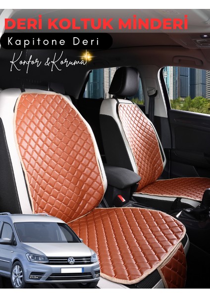 Volkswagen Caddy Uyumlu 2'li Deri Koltuk Minderi | Terletmez | Universal | Tam Koruma | B6