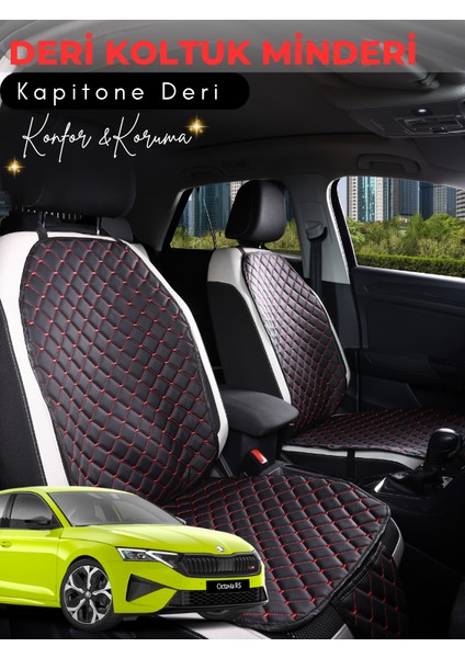 Skoda Octavia 4 Uyumlu 2'li Deri Koltuk Minderi | Terletmez | Universal | Oto Aksesuar | A1