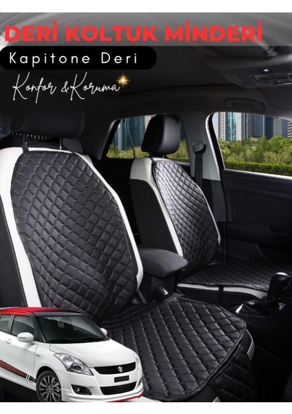 Suzuki Swift Uyumlu 2'li Deri Koltuk Minderi | Terletmez | Universal | Tam Koruma | A4