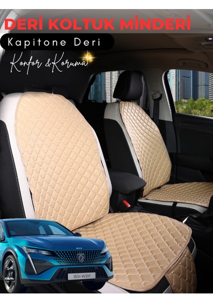 Peugeot 408 Uyumlu 2'li Deri Koltuk Minderi | Tam Koruma | Hızlı Montaj | Su geçirmez | c7