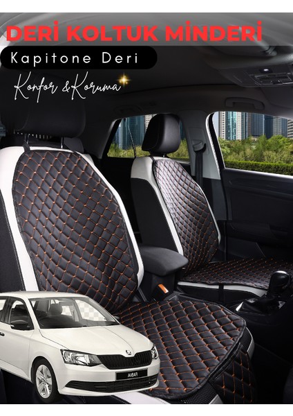 Skoda Fabia 3 Uyumlu 2'li Deri Koltuk Minderi | Terletmez | Universal | Oto Aksesuar | A5