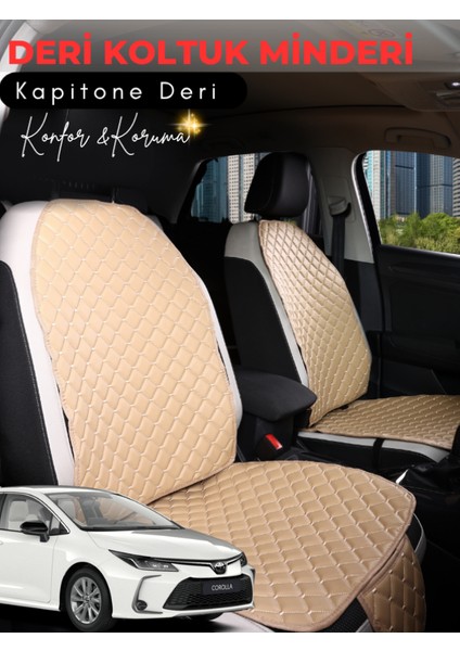 Toyota Corolla Uyumlu 2'li Deri Koltuk Minderi | Terletmez | Universal | Oto Aksesuar | C7