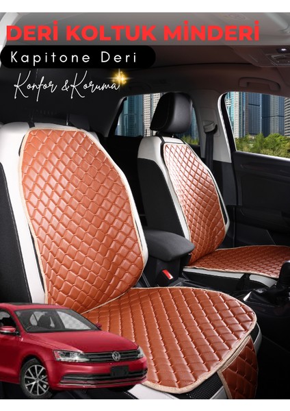 Volkswagen Jetta Uyumlu 2'li Deri Koltuk Minderi | Terletmez | Universal | Oto Aksesuar | B6