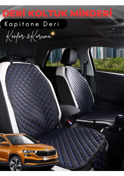 Skoda Karoq Uyumlu 2'li Deri Koltuk Minderi | Terletmez | Universal | Tam Koruma | A2