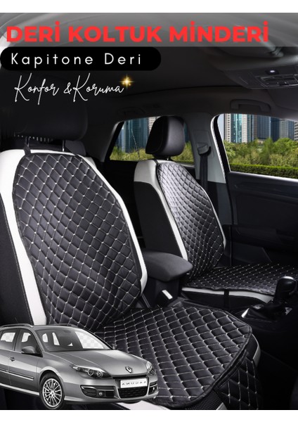Renault Laguna 2 Uyumlu 2'li Deri Koltuk Minderi | Terletmez | Universal | Oto Koltuk Kılıfı | A3