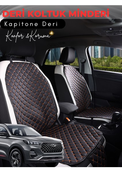 Chery Tiggo 7 Pro Uyumlu 2'li Deri Koltuk Minderi | Universal | Hızlı Montaj | Su Geçirmez | A5