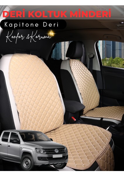 Volkswagen Amarok Uyumlu 2'li Deri Koltuk Minderi | Terletmez | Kolay Montaj | Oto Aksesuar | A7