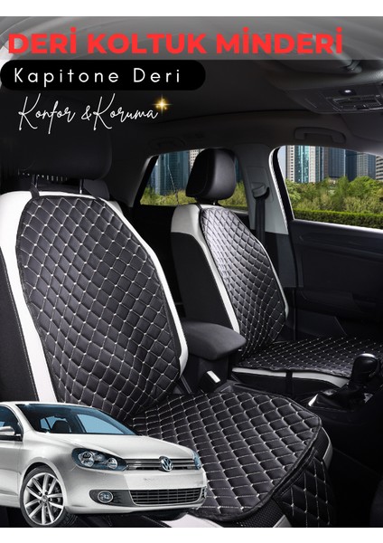 Volkswagen Golf 5 Uyumlu 2'li Deri Koltuk Minderi | Universal | Hızlı Montaj | Su Geçirmez | A3