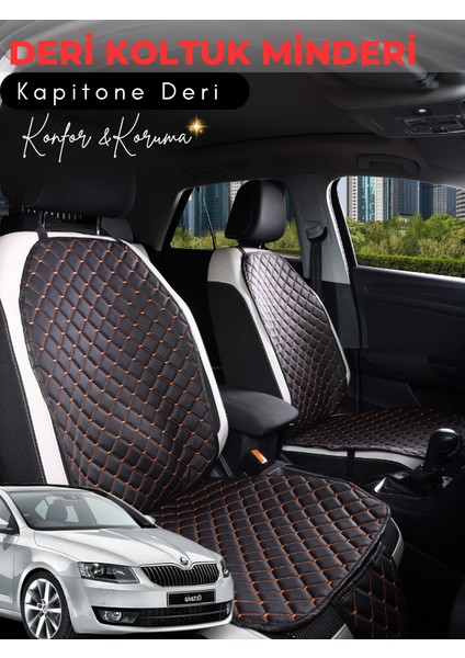 Skoda Octavia 3 Uyumlu 2'li Deri Koltuk Minderi | Terletmez | Universal | Oto Aksesuar | A5