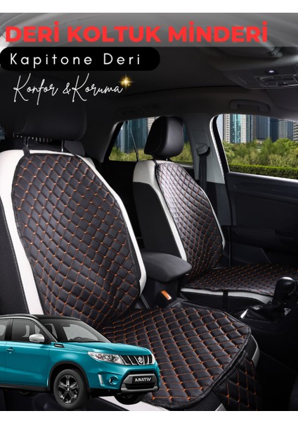 Suzuki Vitara Uyumlu 2'li Deri Koltuk Minderi | Terletmez | Universal | Tam Koruma | B5