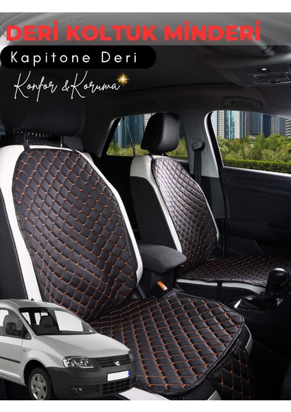 Volkswagen Caddy Uyumlu 2'li Deri Koltuk Minderi | Terletmez | Universal | Tam Koruma | A5
