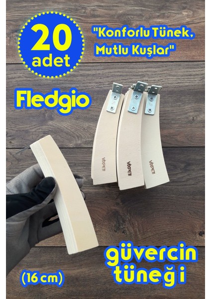 Fledgio 16 cm Ahşap Güvercin Tüneği | 20 Adet | Bekar Tüneği | Ahşap Tünek | Kuş Tüneği | Dinlenme Tüneği