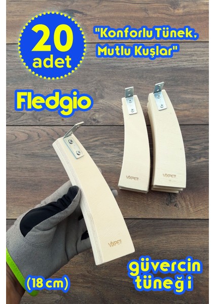 Fledgio 18 cm Ahşap Güvercin Tüneği | 20 Adet | Bekar Tüneği | Ahşap Tünek | Kuş Tüneği | Dinlenme Tüneği