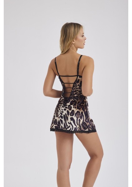 304 Leopar Desen Gecelik +String fiyatları