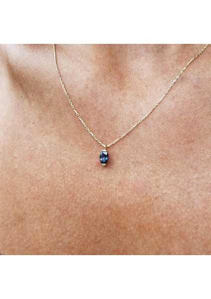 Altın Kolye - 0,50CT Mistik Topaz Spor Stil 14 Ayar Altın Kolye-Doğal Taş Mistik Topaz Altın Kolye modelleri