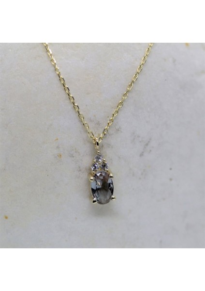 Altın Kolye - 0,60 Ct Zultanit 0,10 Ct Pırlanta(Signty) Taşlı Modern Tasarım Altın Kolye-14 Ayar Hediye Altın Kolye fiyatları