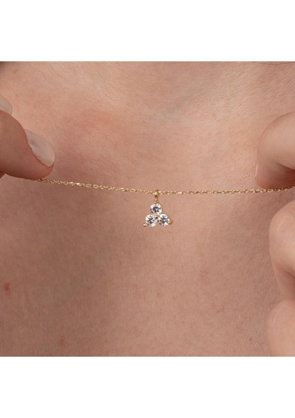 Altın Kolye - Üç Mini Taşlı 14 Ayar Altın Kolye fiyatları