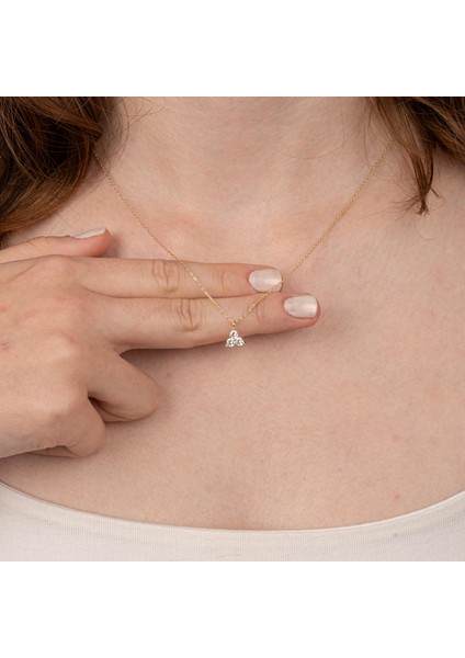 Altın Kolye - Üç Mini Taşlı 14 Ayar Altın Kolye modelleri