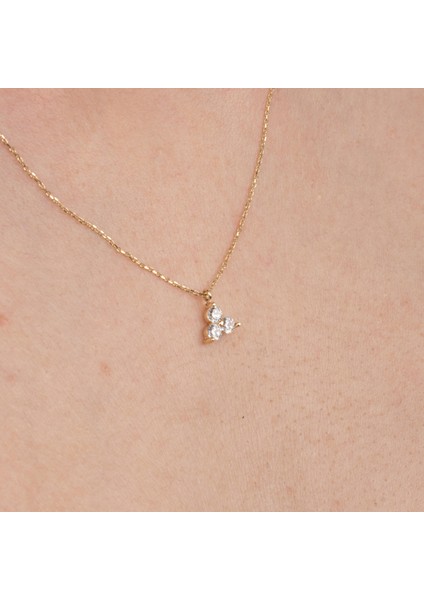 Altın Kolye - Üç Mini Taşlı 14 Ayar Altın Kolye indirimleri