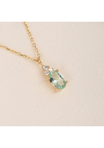 Altın Kolye - 1.50 Ct Nano Peridot Pırlanta Montürü Altın Kolye - Hediyelik Pırlanta Motürü Kolye