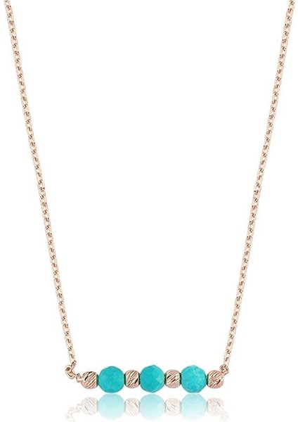 Altın Kolye - Üç Top Firuzeli 14 Ayar Altın Kolye