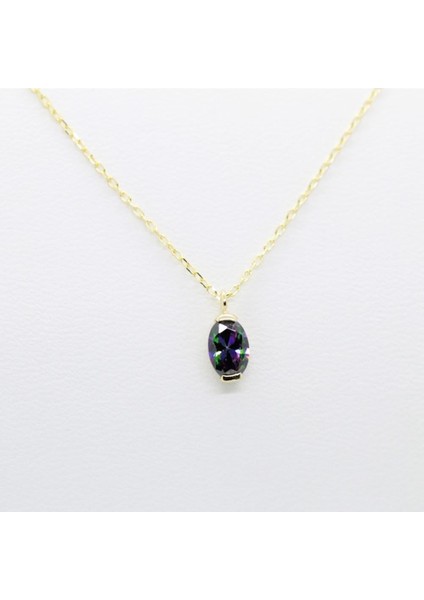 Altın Kolye - 0,50CT Mistik Topaz Spor Stil 14 Ayar Altın Kolye-Doğal Taş Mistik Topaz Altın Kolye fırsatları