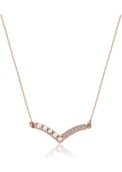 Altın Kolye - İnci ve Taşlı 14 Ayar Altın Kolye