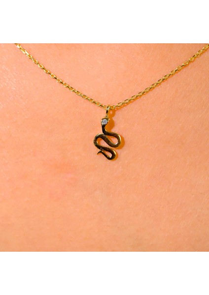 Altın Kolye - Taşlı Yılan 14 Ayar Altın Kolye