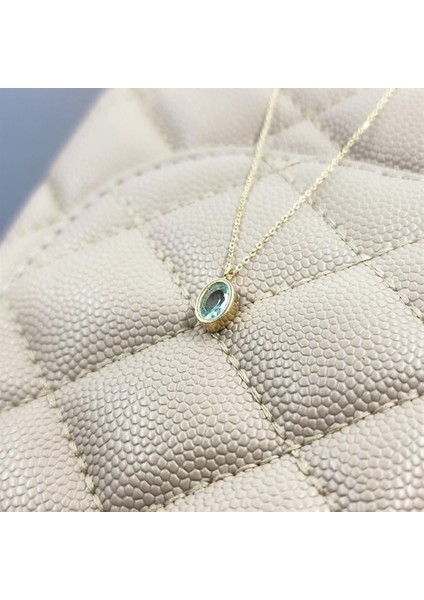 Altın Kolye - 1.05 Ct Green Topaz Sade 14 Ayar Altın Tasarım Modern Kolye-Green Topaz Kolye Tasarım Hediye Kolye modelleri