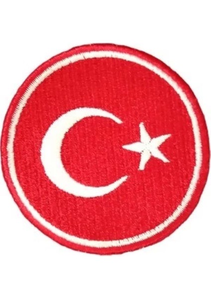 Aplike Ütü Ile Yapışan Türk Bayrağı Yuvarlak Küçük Arma 3 cm