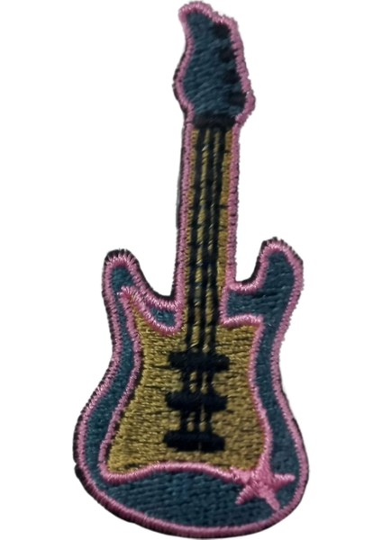 Aplike Ütü Ile Yapışan Gitar Pembe Arma 5x3 cm