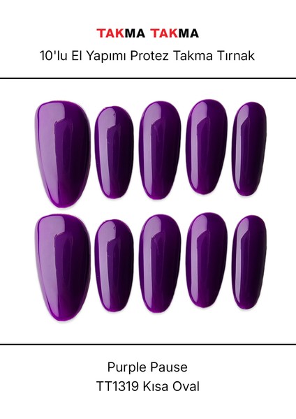 15'li Mor Uzun Oval TT1319 Tekrar Kullanılabilir El Yapımı Protez Takma Tırnak - Mor-M fırsatları