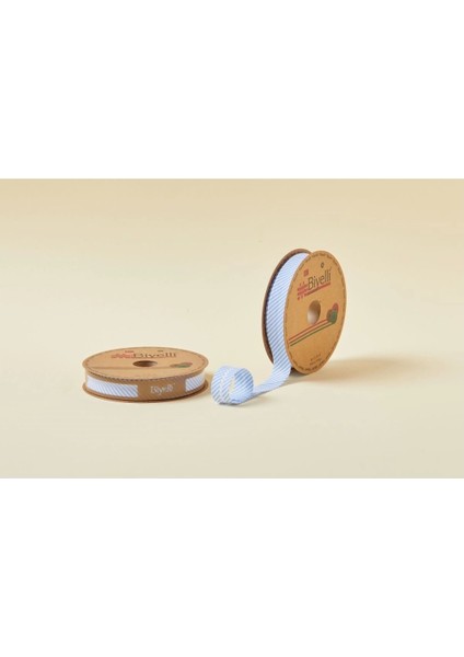 Biye Çizgili Katlı C01 Mavi 2 cm 25 Metre %65 Koton %35 Polyester