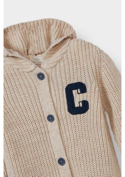 Erkek Bebek Nakışlı Kapüşonlu Düğmeli Triko Hırka C8863A525AU fiyatları