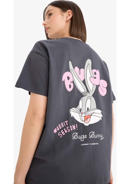 Looney Tunes Oversize Geniş Kalıp Sırt Baskılı Kısa Kollu Tişört E9847AX25AU