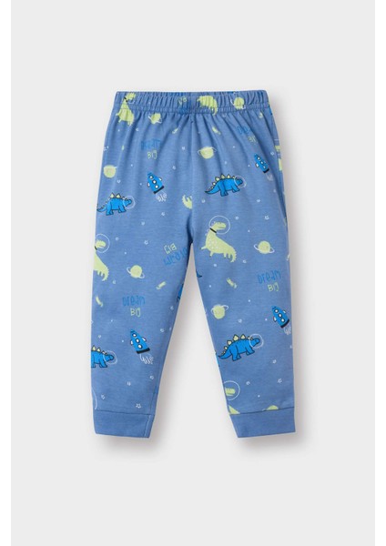 Erkek Bebek Pijama Takımı Dinozor Baskılı Uzun Kollu Penye Üst Uzun Alt fiyatları