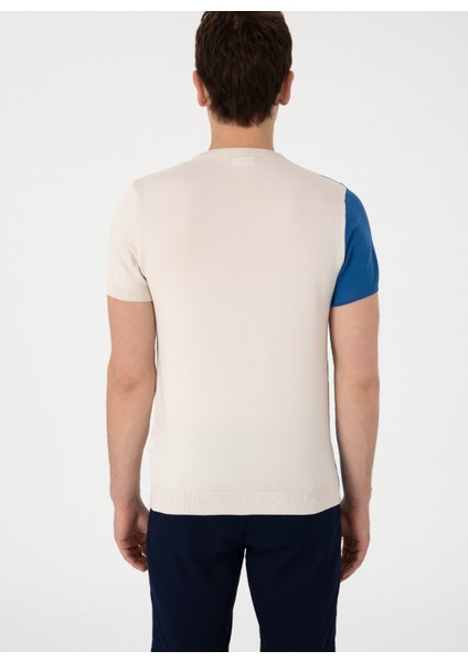 Bisiklet Yaka Slim Fit Beyaz Erkek Kazak Lesa indirimleri